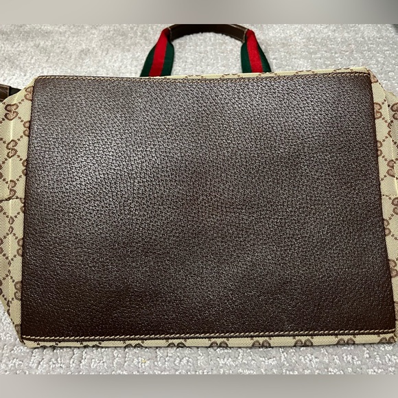 💯 Authentic GUCCI Web Zip Tote GG Canvas - Picture 10 of 16